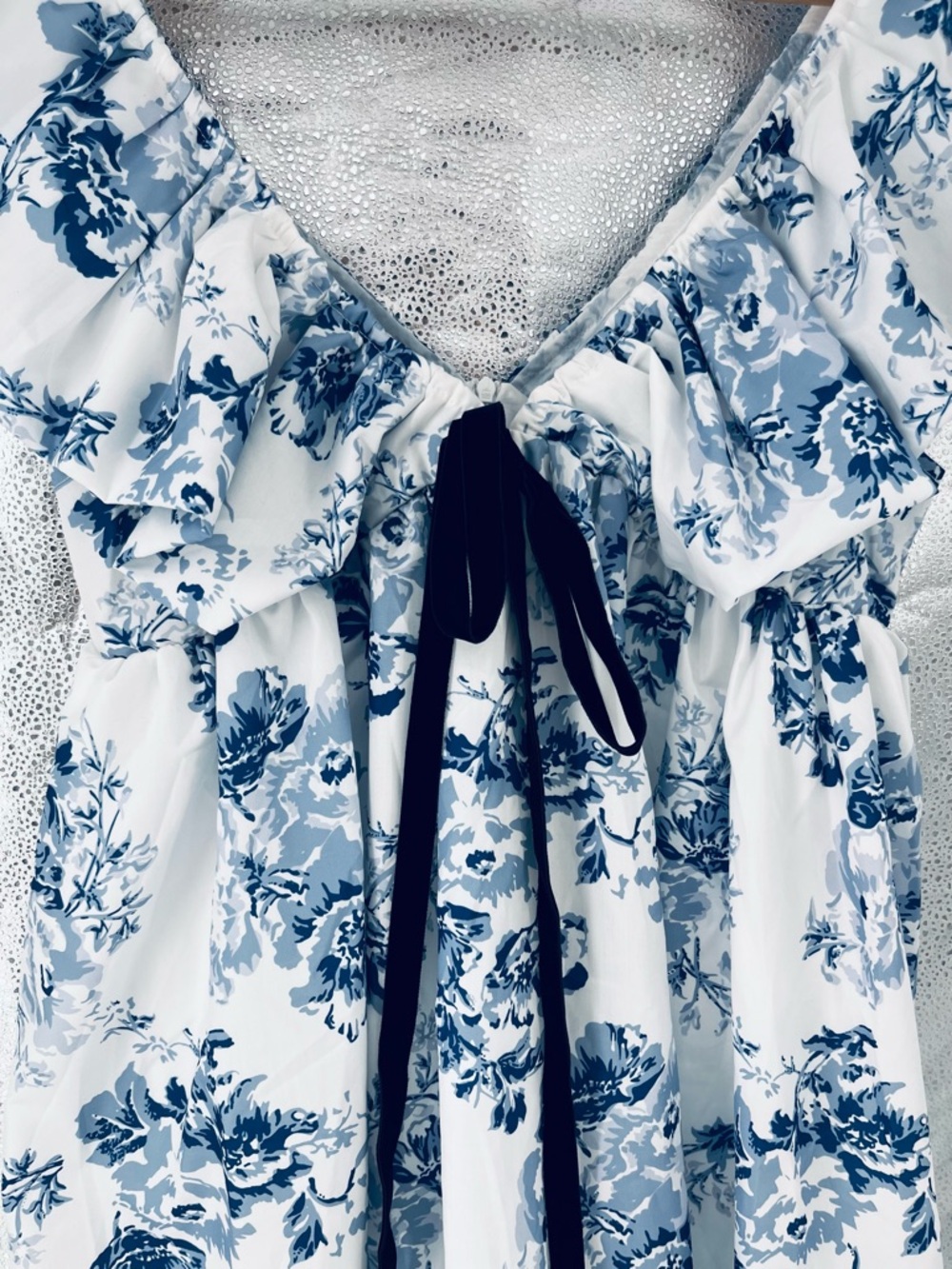Floral Print Ruffle Shoulder Babydoll Boho Cottagecore Tunic Dress Size M - Picture 2 of 13